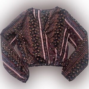 Wrap Front Paisley Print Crop Top